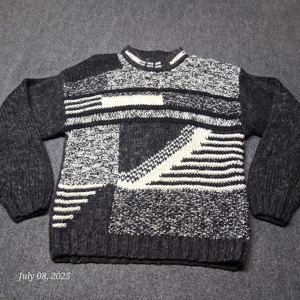 * Vintage‎ Street Scenes Heavy Weight Sweater Men Size Large Geo Pattern